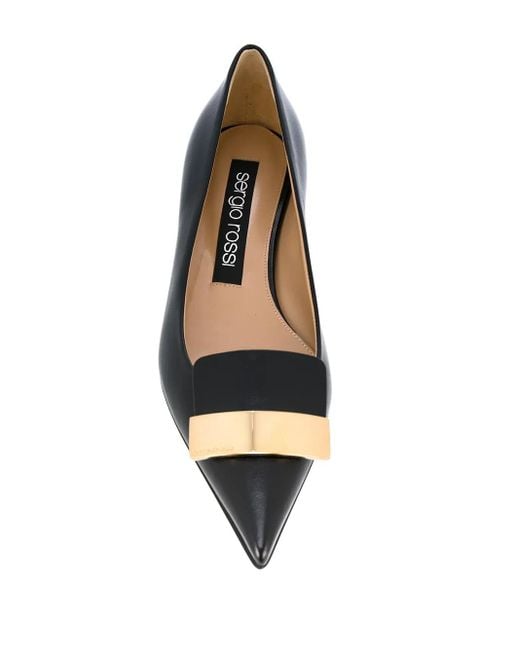 Sergio Rossi Black Logo Plaque Ballerinas