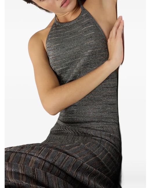 Missoni White Metallic-Effect Halterneck Maxi Dress
