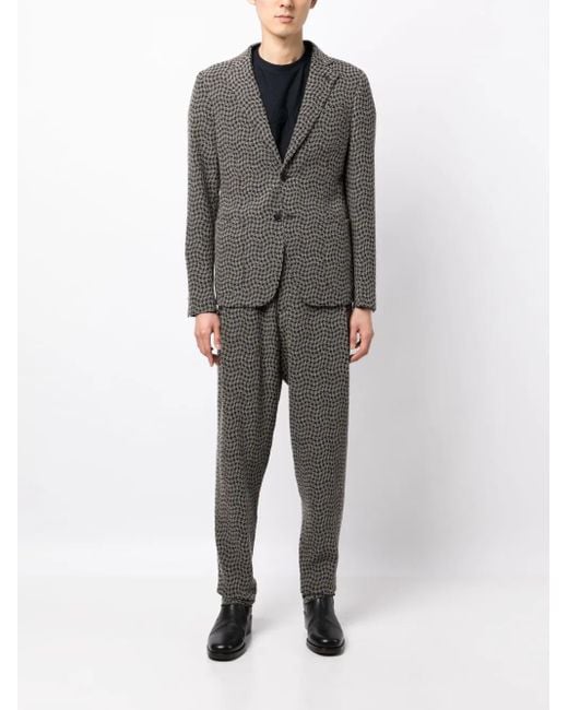 Giorgio Armani Gray Houndstooth-Pattern Single-Breasted Blazer for men