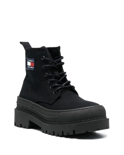 Tommy Hilfiger Denim Foxing Lace-up Ankle Boots in Black | Lyst