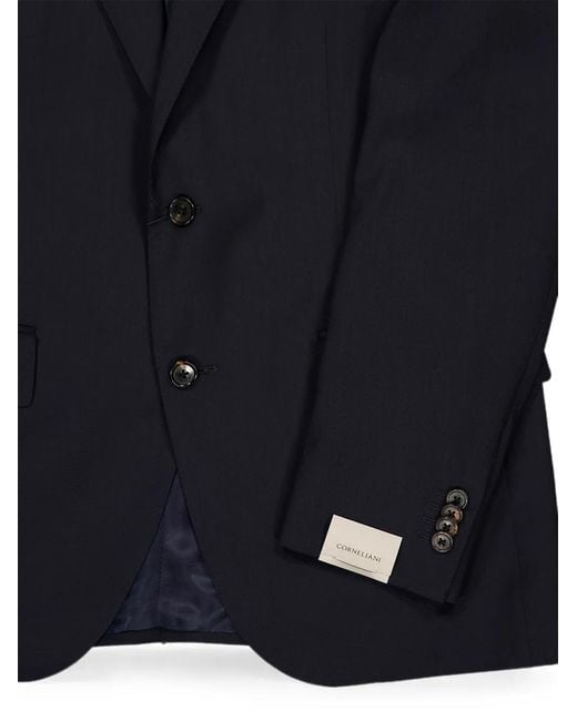 Corneliani Blue Costume En Laine Vierge for men