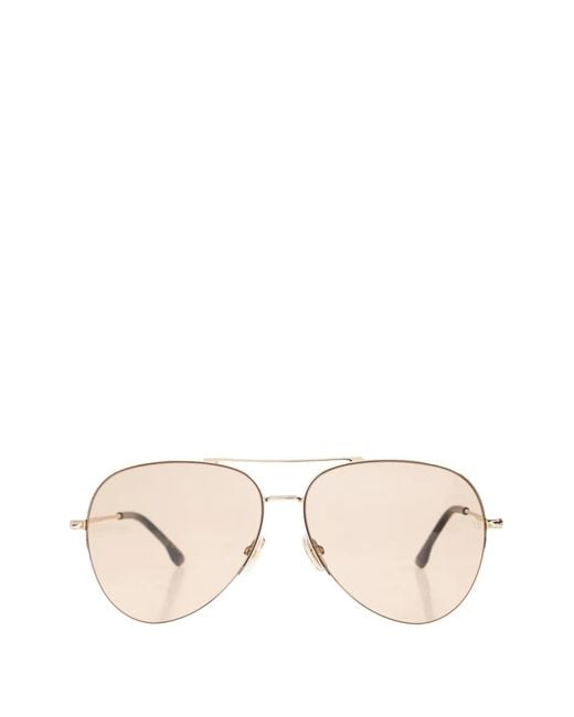Victoria Beckham Natural Pilot-Frame Sunglasses