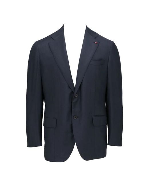Isaia Blue Single-Breasted Blazer for men