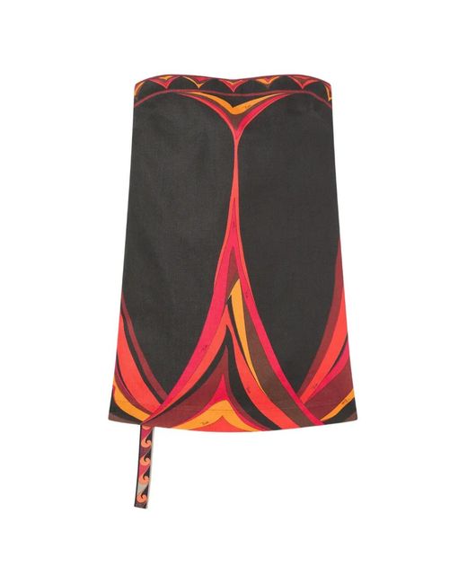 Emilio Pucci Red Fari-Print Cotton And Linen Dress