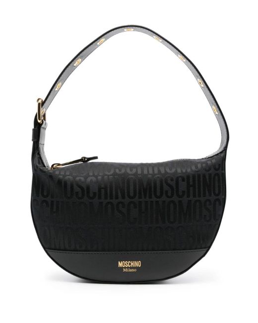 Moschino Black Monogram-print Leather Shoulder Bag