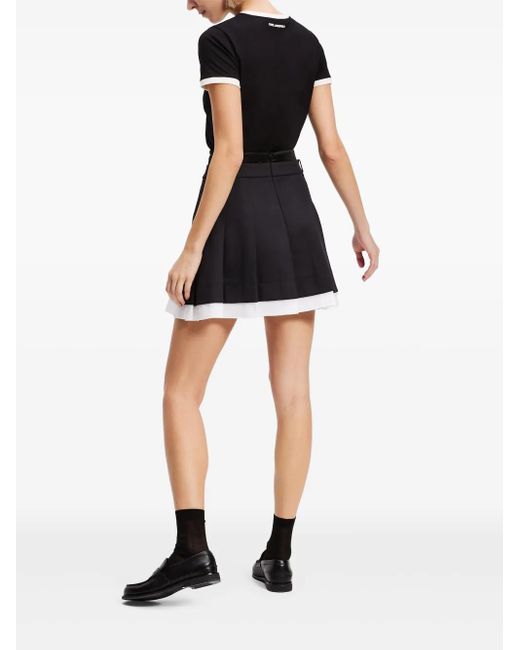 Karl Lagerfeld Black Ikon Pleated Mini Skirt