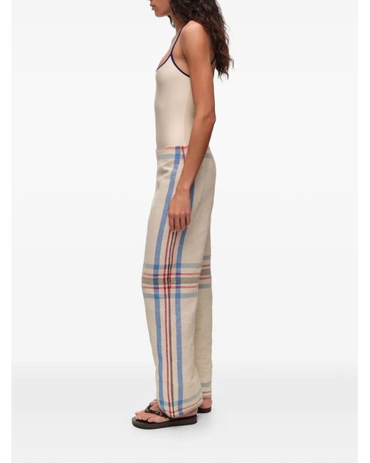 Bimba Y Lola Natural Striped-Pattern Palazzo Pants