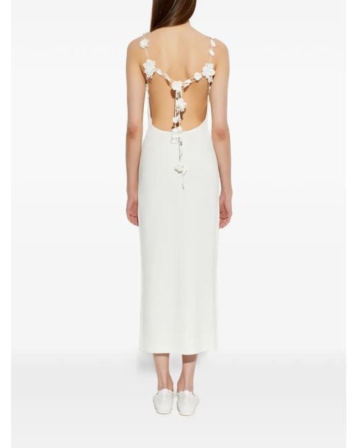 Cult Gaia White Giuliana Crochet-Floral Backless Dress