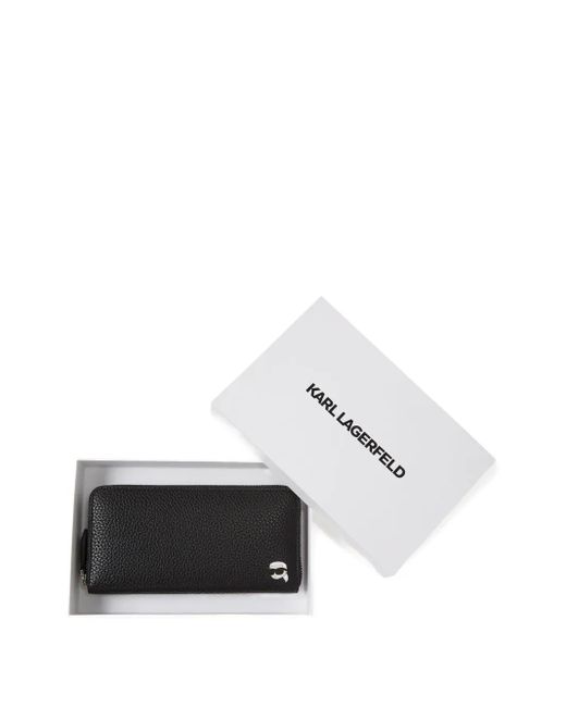 Cartera granulada con cremallera Karl Lagerfeld de color Black