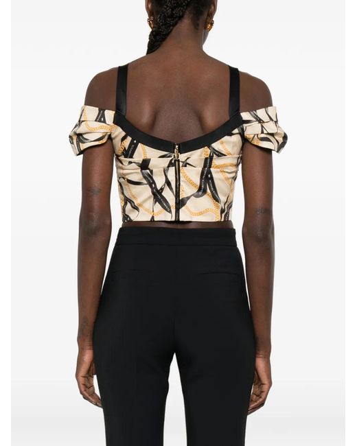 Elisabetta Franchi Natural Chain Print Top