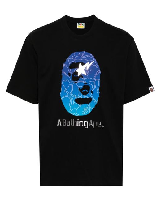 A Bathing Ape Black Logo Print T-Shirt for men