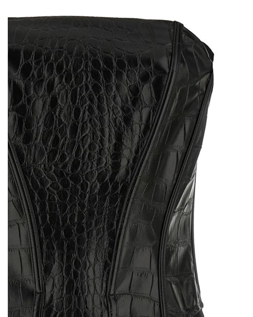 Elisabetta Franchi Black Crocodile-Print Mini Dress