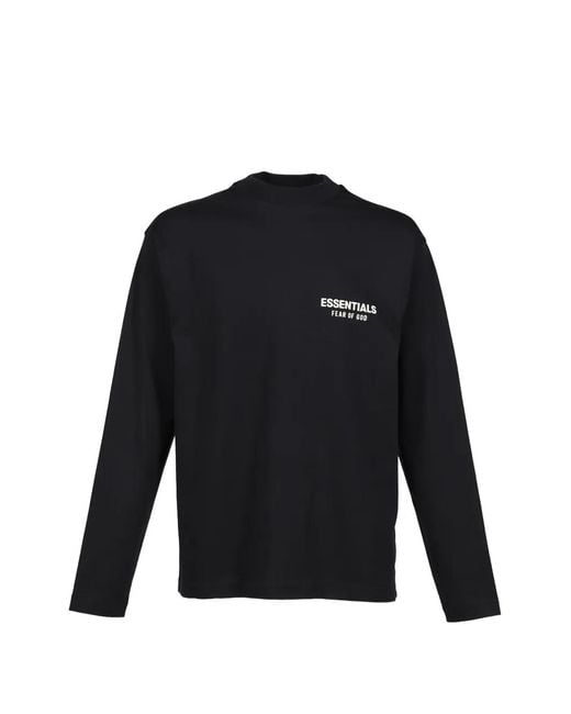 Essentials Blue Logo-Print Long-Sleeve T-Shirt for men