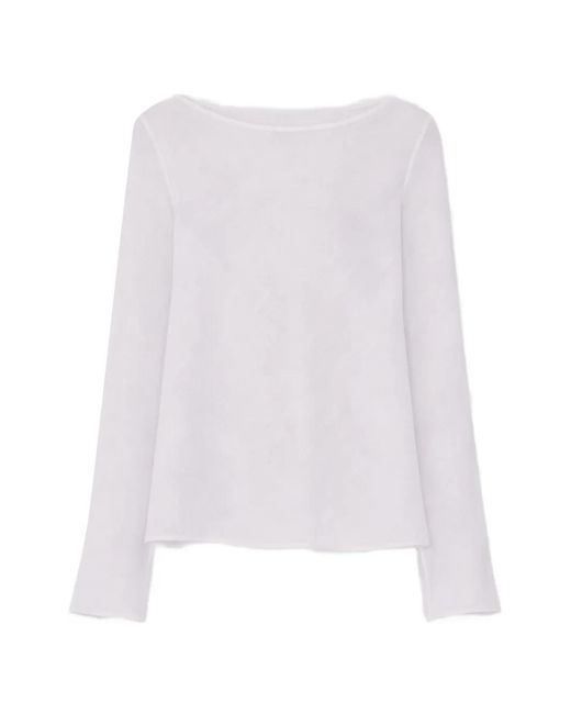 Rier White Raw-Edge Bias-Cut Top