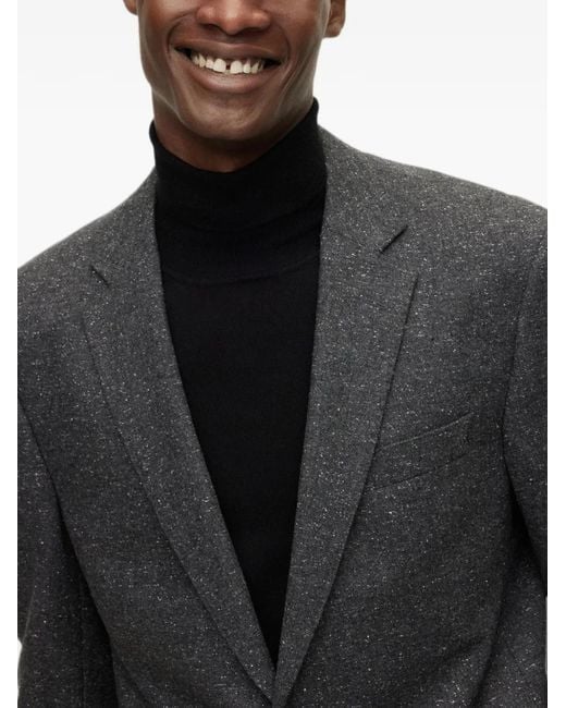 HUGO Black Elbow-Patch Wool Jacket for men