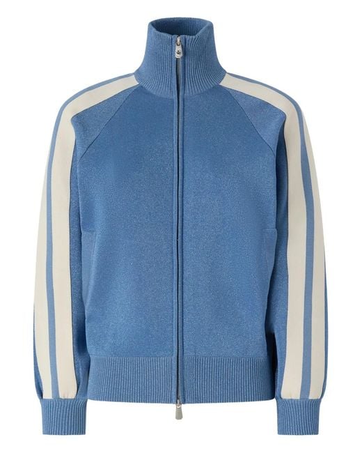 Pinko Blue Striped-Sleeve Zip-Up Sweatshirt