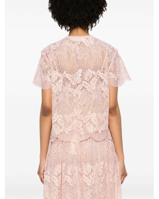 Zimmermann Pink Harmony Lace Top