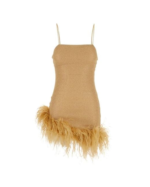Oseree Natural Lumière Plumage Sleeveless Mini Dress