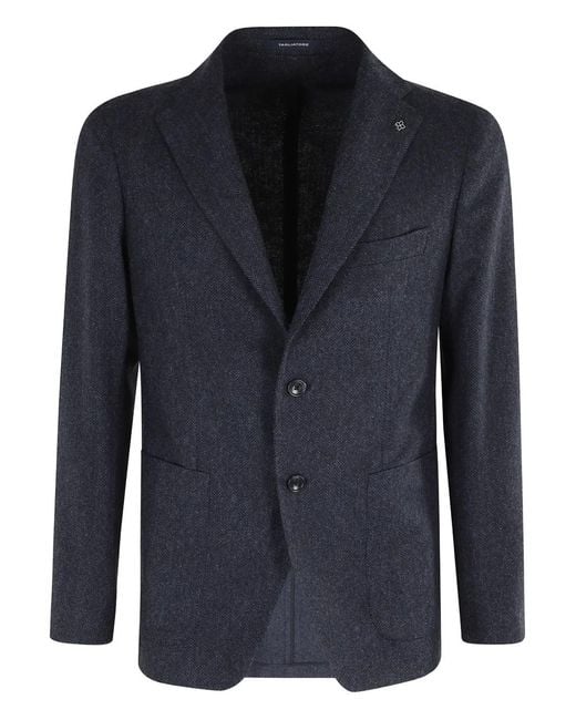 Tagliatore Blue Herringbone Single-Breasted Blazer for men