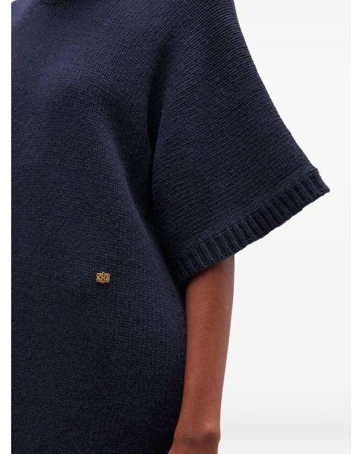 Ganni Blue Short-Sleeve Mini Dress