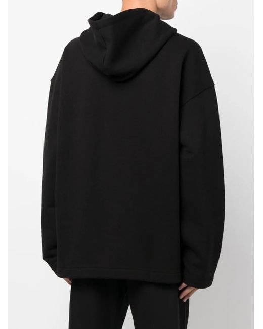 032c Black Graphic-Print Drop-Shoulder Hoodie for men