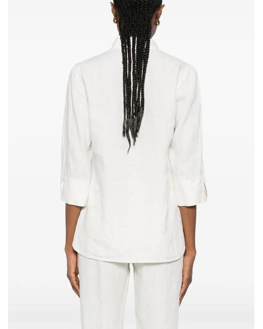 ROSSO35 White Buttoned Three-Quarter-Sleeve Shirt