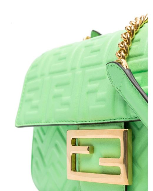 Fendi Green Medium Baguette Chain Shoulder Bag