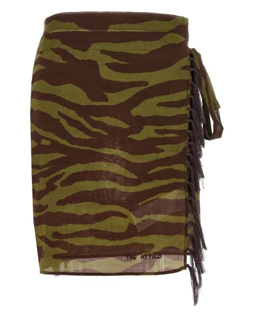 The Attico Wikkeldoek Met Zebraprint En Franje in het Green