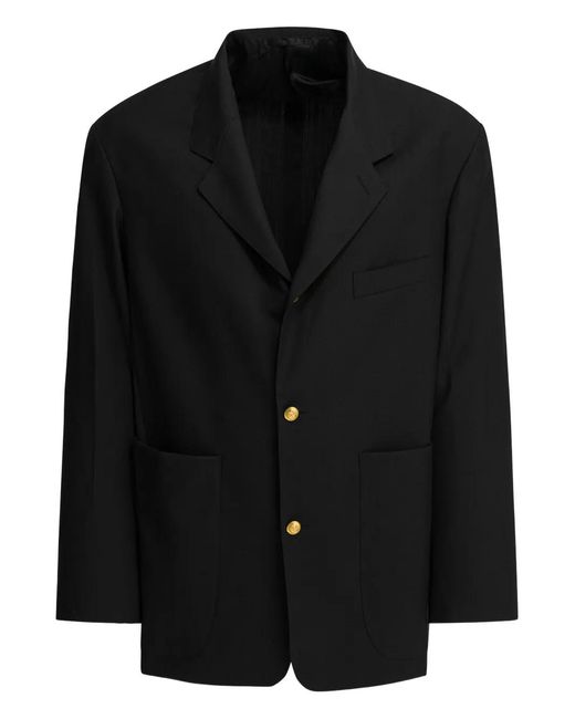Beams Plus Black Paul Button-Up Patch-Pocket Blazer for men