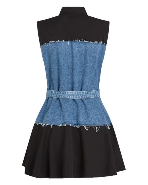 Karl Lagerfeld Blue Denim-Panelled Sleeveless Mini Dress