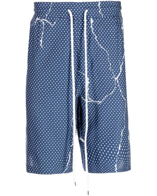 Destin Blue Polka-Dot Pattern Print Shorts for men