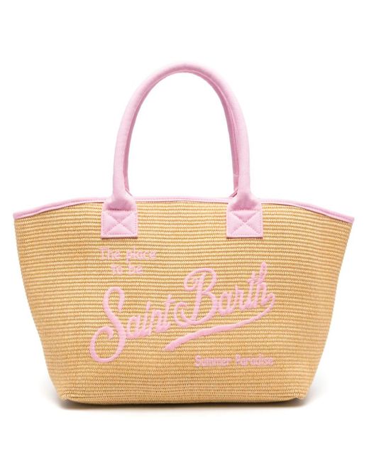 Mc2 Saint Barth Pink Logo-embroidered Beach Bag