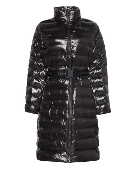 Calvin Klein Black Belted Padded Coat