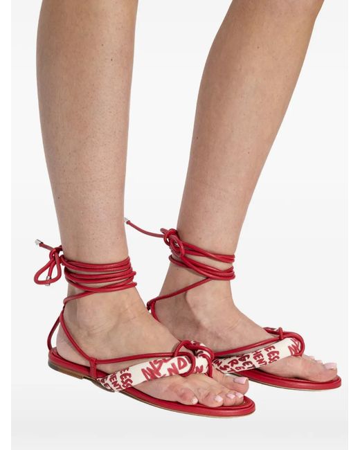 DSquared² Red Rebel Hibiscus Sandals