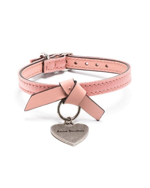 Acne Pink Musubi Charm Leather Bracelet