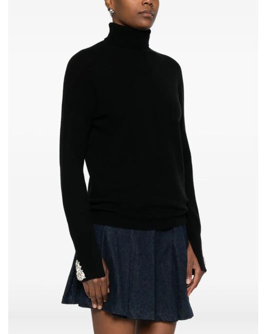 La Petite Robe Di Chiara Boni Black Crystal-Embellished Roll-Neck Knitwear