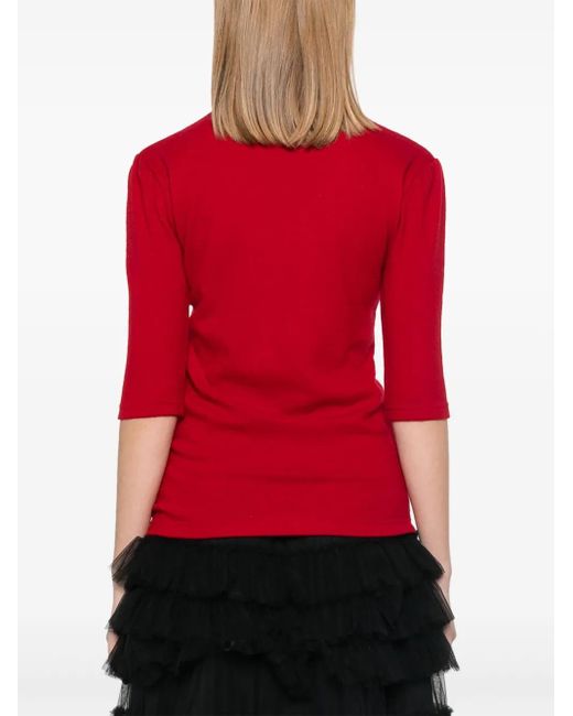 Yohji Yamamoto Red Roll-Neck Top