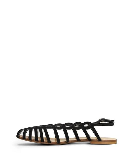 Anna F. White Cage-Construction Slingback Sandals