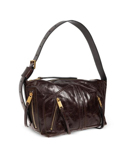 AllSaints Black Jean Rey Leather Shoulder Bag
