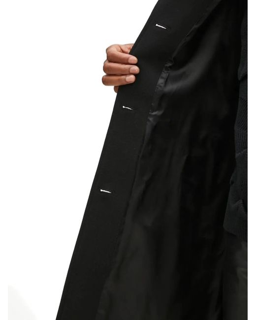 Won Hundred Black Single-Breasted Longline Coat for men