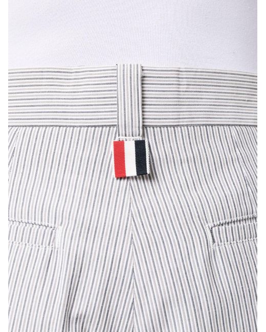 Thom Browne White Stripe-pattern Tailored Shorts for men