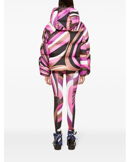 Emilio Pucci Pink Iride-Print Puffer Jacket