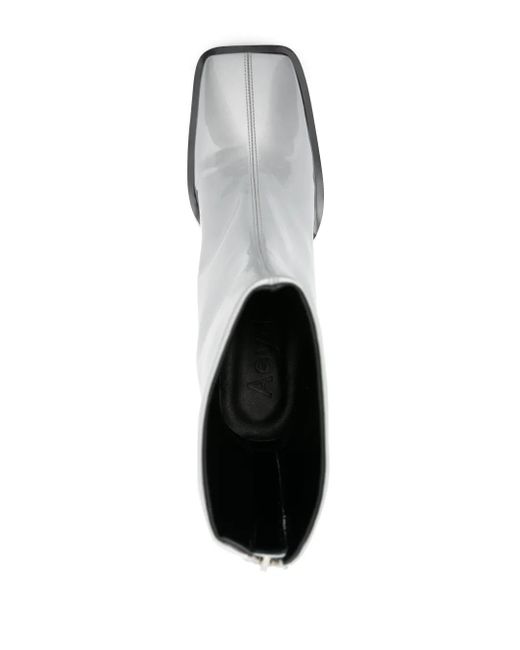Aeyde White Amina Patent Leather Ankle Boots
