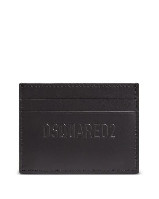 DSquared² Black Calfskin Card Holder With Logo for men