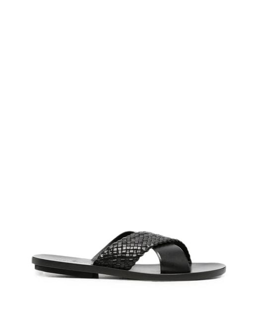 Tagliatore Black Woven Crossover Sandals for men