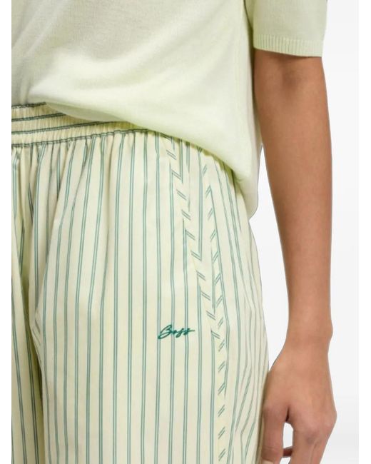 Boss White Vertical-Stripe Palazzo Pants