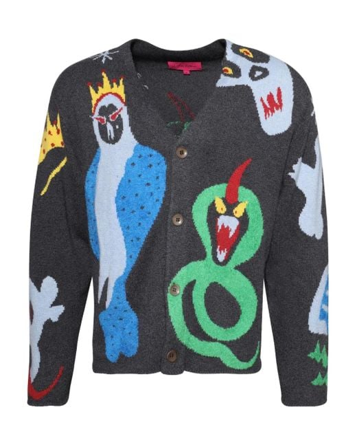 Cárdigan con motivo de criaturas míticas The Elder Statesman de hombre de color Blue