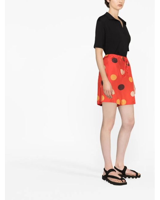Aspesi Red Polka-Dot Drawstring Shorts