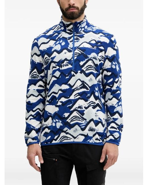 Jack Wolfskin Blue Paw Era 100 Print Hz M Quarter-Zip Sweater for men