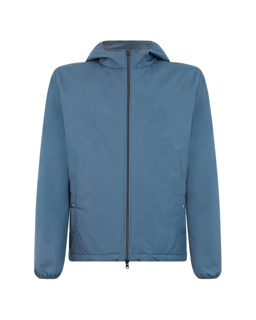 Herno Blue Hooded Zip-Up Jacket for men
